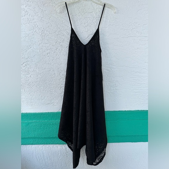 Free People Beach Cover Up Romper Jumpsuit BLACK Lace Spaghetti Straps Small - Picture 9 of 11